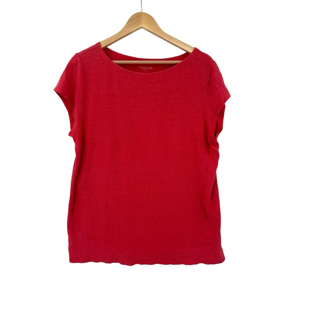 Eileen Fisher Linen Top Blouse Womens L Basic Essential Timeless‎ Sustainable